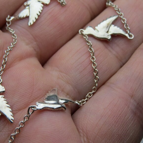 *925 Sterling Silver Ankle Bracelet Birds - Picture 4 of 4